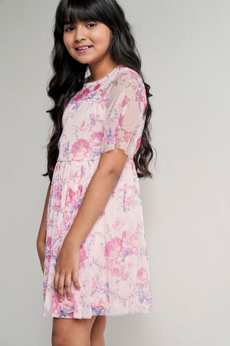 Blue Floral Straight Dress, Blue, image 2